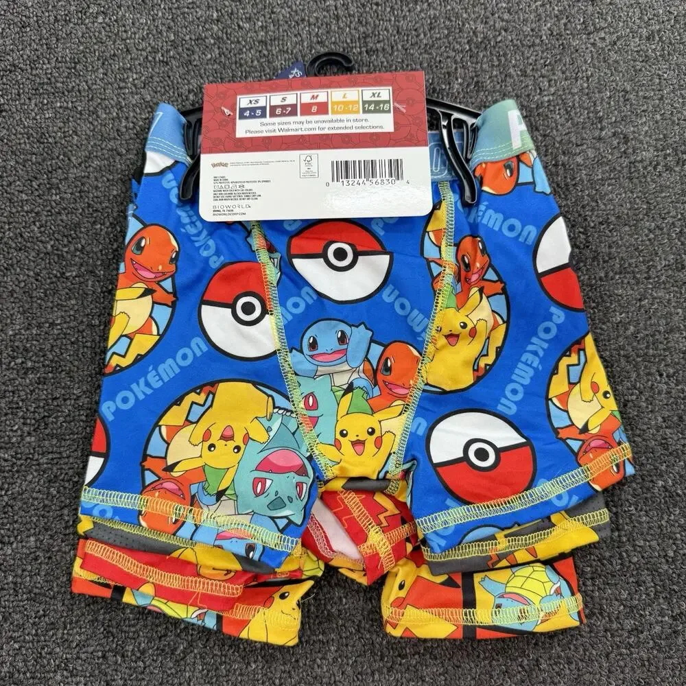 Bioworld Pokémon Boys 4pk Athletic Boxer Briefs Underwear Size XS(4/5)